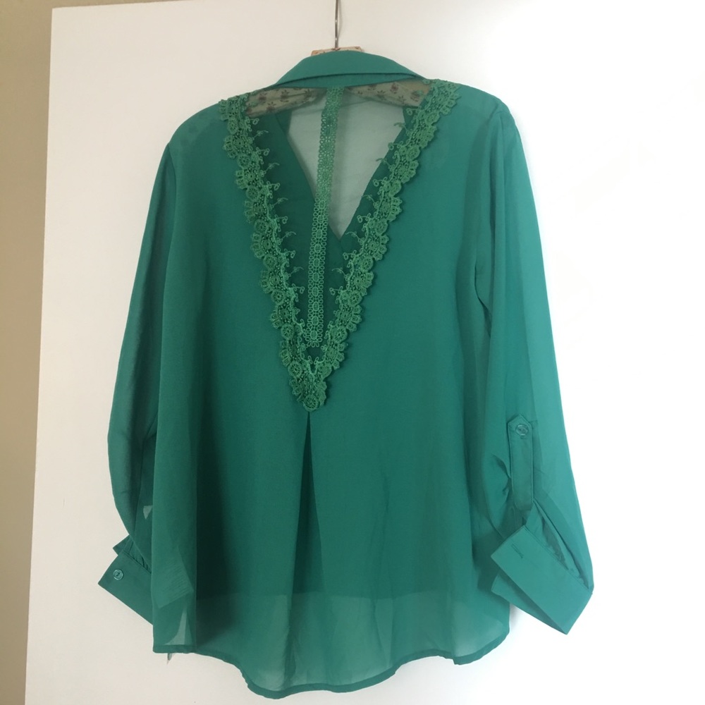NWOT Urban Outfitters green sheer button down